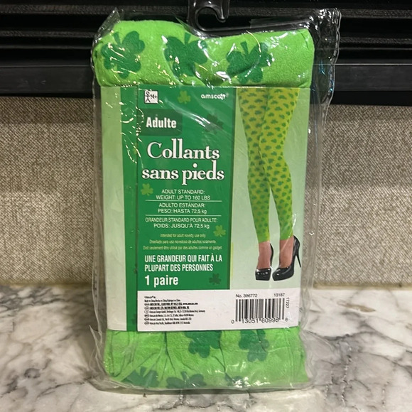 Ampro Women’s Green Clover Semi Sheer‎ Ankle Length Footless Tights One Size NWT - Picture 4 of 4